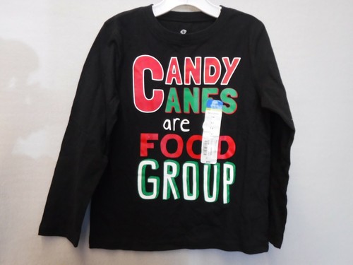 TEE-SHIRT GARÇON OKIE DOOKIE TAILLE GRAND 6 CANNES À BONBONS NOIRES SONT UN GROUPE ALIMENTAIRE NEUF #20362