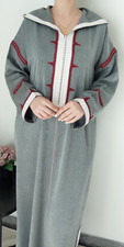 Moroccan black jellaba Hooded caftan Moroccan dress Embroidered djellaba