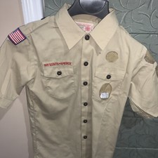 Boy Scout BSA UNIFORM Tan SHIRT Youth Medium Short Sleeve G86
