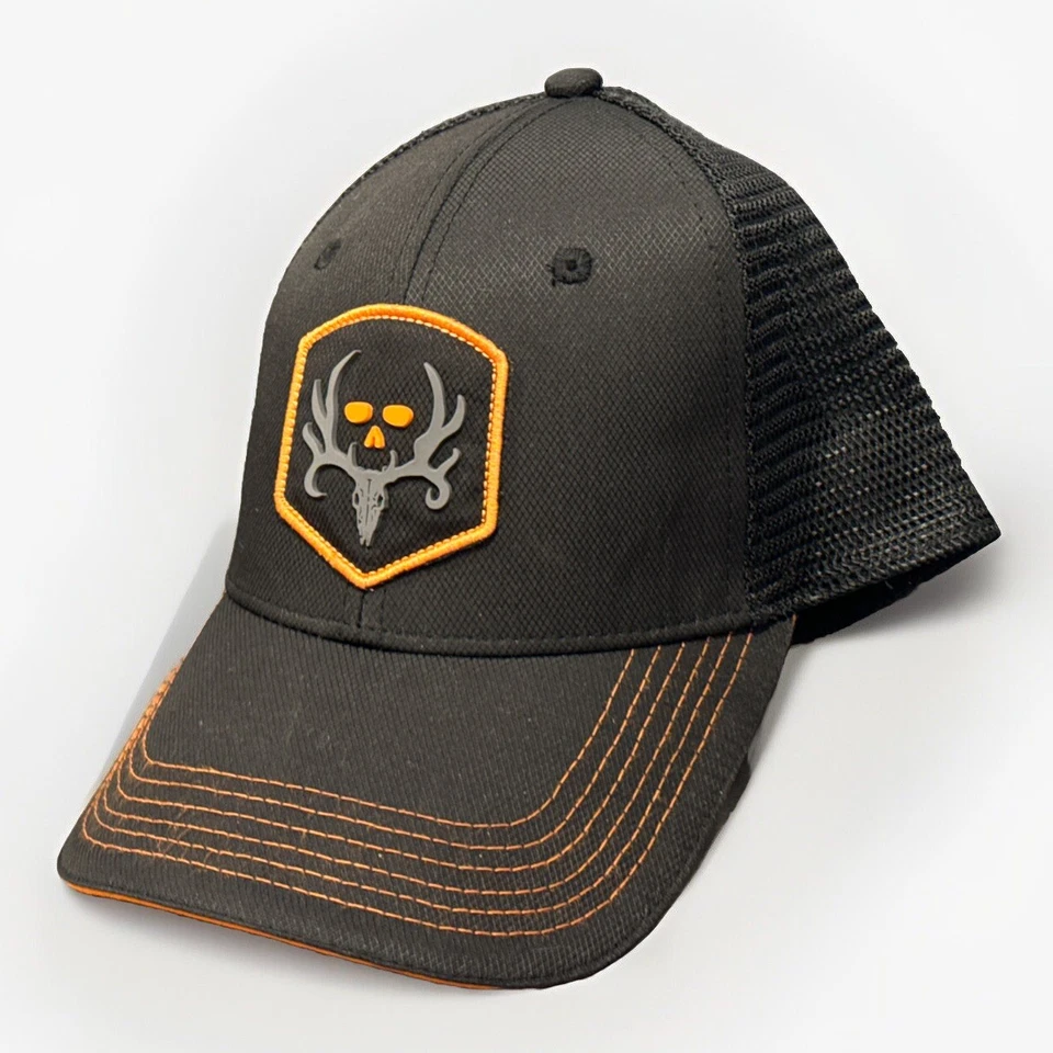 Bone Collector Black Hunting Flex Mesh Large Hat Deer Logo Orange Accents - Image 2 of 4
