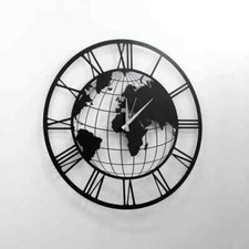 World Map Metal Clock Wall Decor, Zen Clock, Unique Modern Decoration for Living