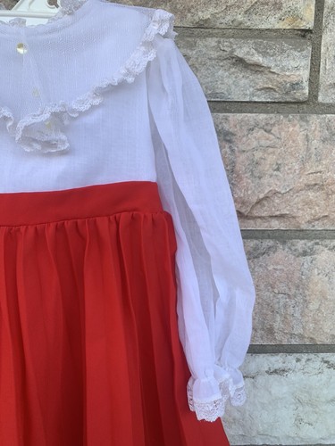 VTG Cinderella Brand Red White Holiday Christmas Girls Dress size 4 - Picture 6 of 12