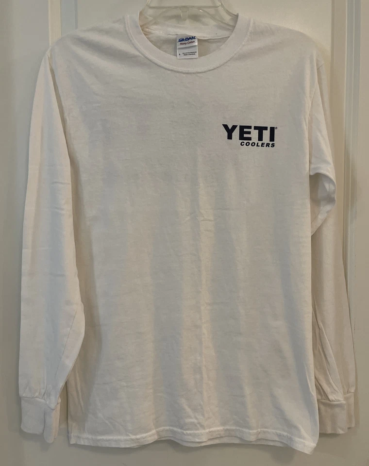 Camiseta Yeti Coolers masculina manga longa logotipo soletrado branca tamanho pequeno - Imagem 3 de 3