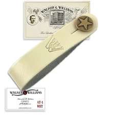 Walker & Williams AT-1-WHT Aged White Leather Acoustic Headstock Adapter 