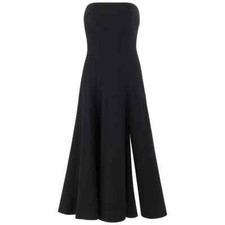 ATELIER VERSACE 1999 Black Strapless Boned A-line Front Slit Dress