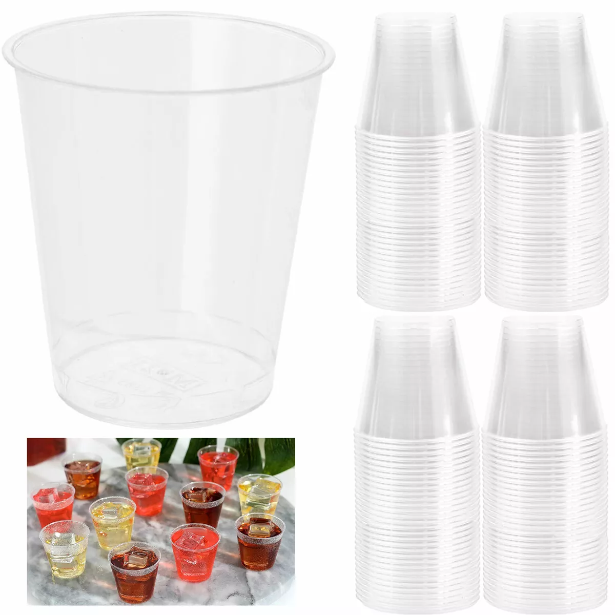 100 ct Disposable Shot Glasses Drinkware Hard Plastic Cups Party Bar 1.5oz Clear