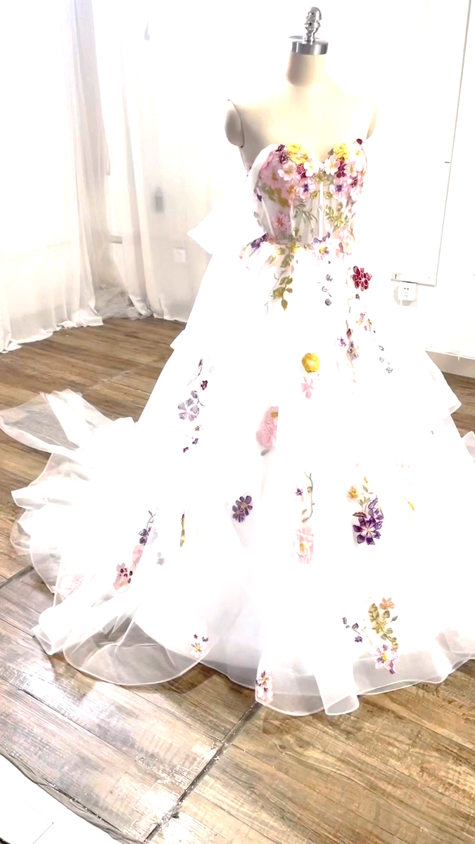 davids bridal dress flowers multicolor Multi-Colored Sequin Prom Turn heads with the perfect blend of traditional and contemporary David's Bridal, Brand New with