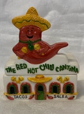 Clay Art "The Red Hot Chili Cantina" Salt and Pepper Shakers