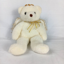 TY Classic Plush Stuffed Divine Angel Bear Gold Sparkle Wings and Bow Plush