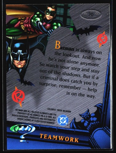 95 DC Comics Batman Forever Metal Trading Card Teamwork #70 - Bild 2 von 2