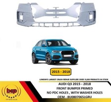 AUDI Q3 2015 – 2018 FRONT BUMPER PRIMED WITH WASHER HOLES NO PARKING SENSORS