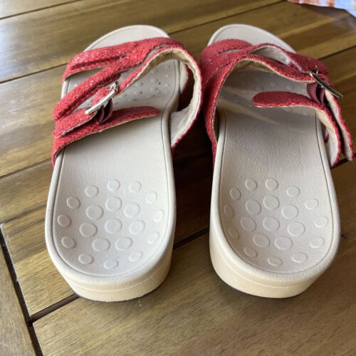 Vionic Pacific Rio Orthodic Sandals Women's 9 Red Lizard Print Platform Slide - Picture 8 of 9