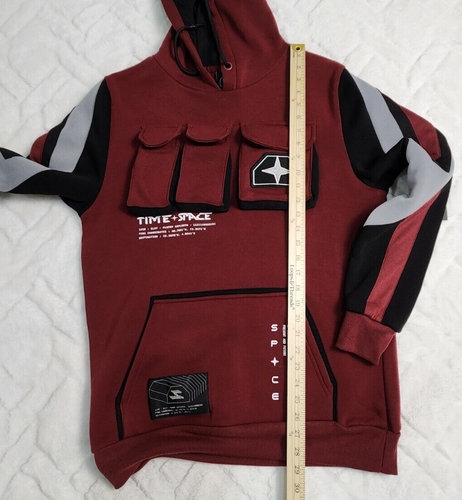 Time Space Hoodie Herren M Multi Pocket Burgundy - Bild 10 von 13