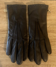 Women's Vintage Brown Leather GRANDOE GLOVES - Size M - Lined