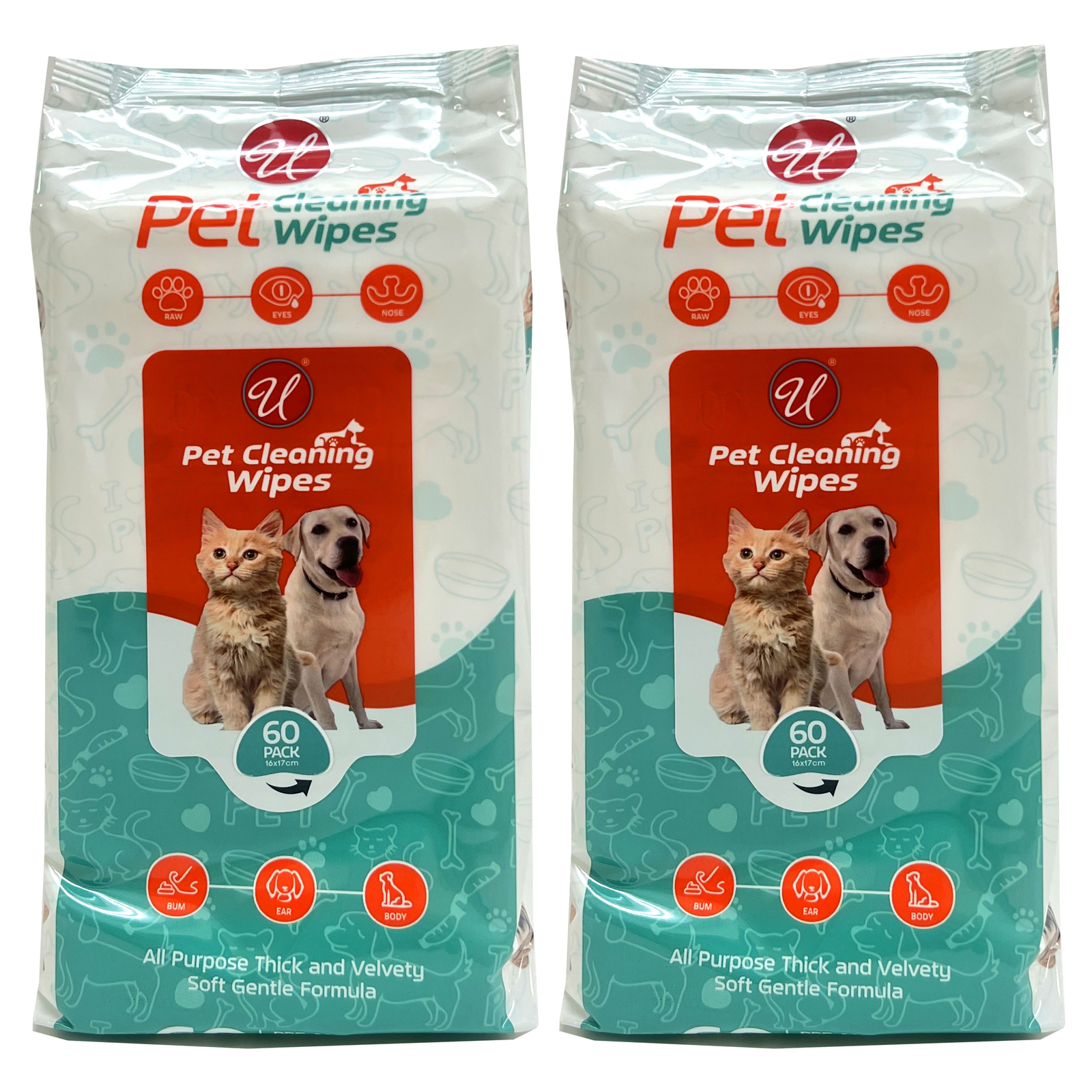 2 Pk Dog Grooming Wipes Deodorize Hypoallergenic Pet Cat Cleaning Dry