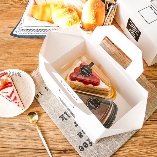Clear Lid Black Gold Base PET Holder Pie Cake Slice Bakery Boxes Containers - Picture 7 of 11