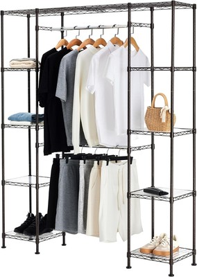 Amazon Basics Expandable Metal Hanging Closet Organizer and Storage Bronze 