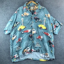 READ - Paradise Found Hawaiian Shirt  Men’s XXL Antique Hot Rod Cars PILLING