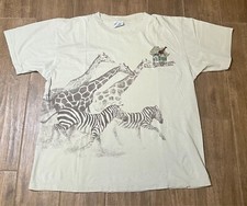 VTG 90s Busch Gardens single stitch giraffe beige graphic T-shirt SZ XL-USA made