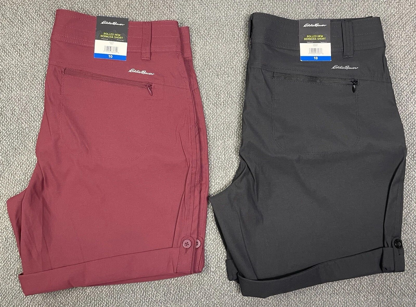 Eddie Bauer Women's Rolled Hem Bermuda Shorts Black or Red Pick Your Size NWT