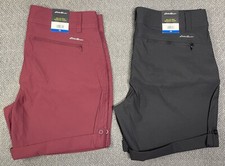 Eddie Bauer Women's Rolled Hem Bermuda Shorts Black or Red Pick Your Size NWT