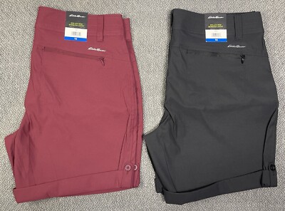 Eddie Bauer Women's Rolled Hem Bermuda Shorts Black or Red Pick Your Size NWT
