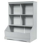 3-Tier Children's Multi-Functional Bookcase Toy Storage Bin Floor Cabinet-Gray -