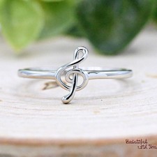 Music Ring, Treble Clef Musicians Ring, Solid 925 Sterling Silver Treble Clef R