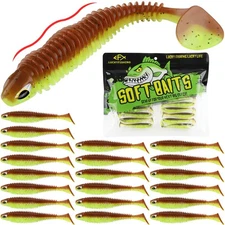 20PCS Paddle Tail Swimbaits 2.5” Soft Plastic Lures Bass Trout Crappie (Green)