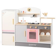 Kids Play Kitchen Set w/ Realistic Range Hood  Refrigerator Kitchen Utensils