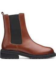 Clarks Tilham Chelsea Leather Ankle Boots Dark Tan UK 7 D NEW RRP £150 