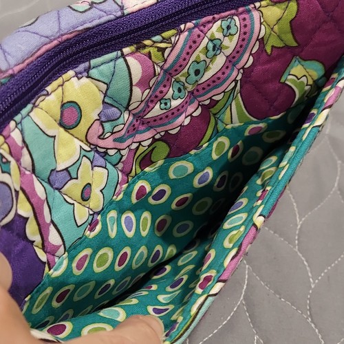 Vera Bradley LILA MELIERT Schultertasche Batik Blätter Blumen Neu ohne Etikett - Bild 9 von 16