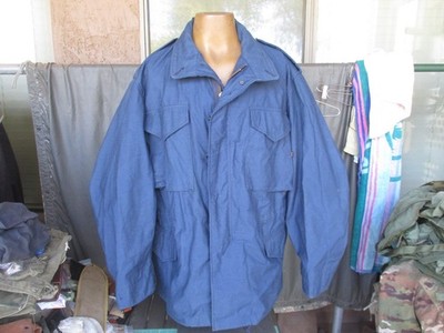 Vtg 80s USAF BLUE M-65 Field Jacket, M-1965 Coat, LARGE REGULAR, USA Alpha made