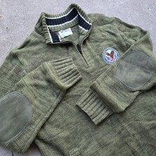 Departments of Veterans Affairs Sweater Size L Green Quarter Zip Pullover Patch