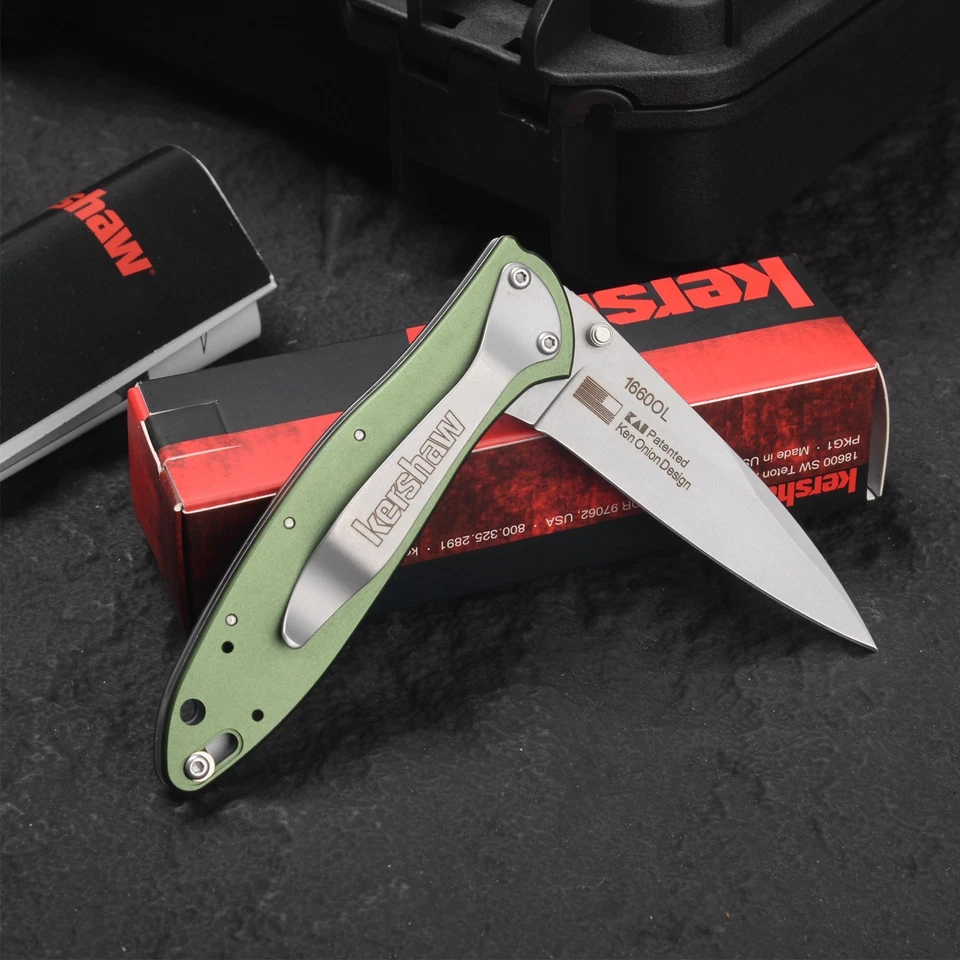 Cuchillo Plegable Kershaw Puerro, Herramienta de Corte Auxiliar EDC, Utilizable en ambos lados Foto 2 de 4