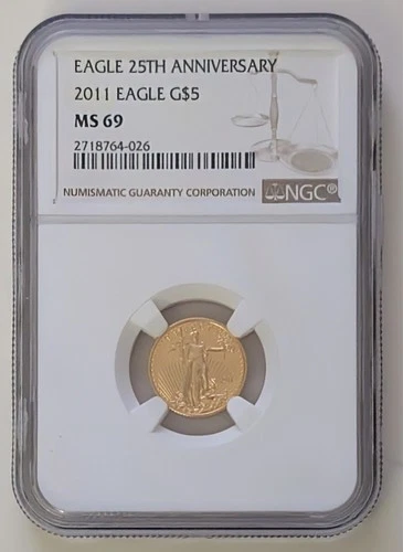 2011 GOLD 1/10 OZ EAGLE G$5 NGC MS69 EAGLE 25TH ANNIVERSARY SKU 2718764-026