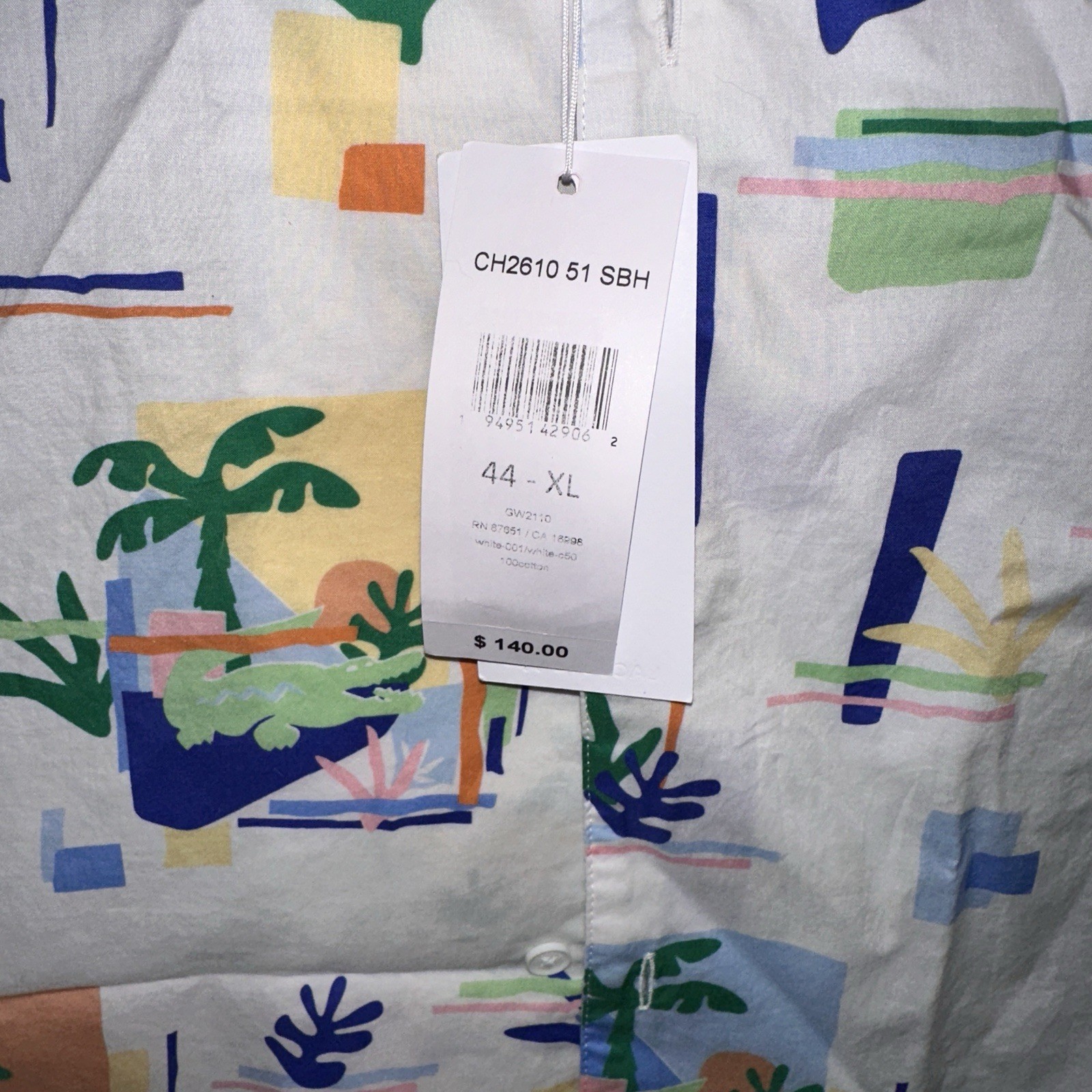 Lacoste Mens Short Sleeve All Over Summer Print Button Down Woven Shirt XL NWT thumbnail 3