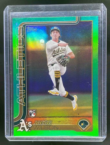 2025 Topps Series 1 #314 Jacob Wilson Green Holo Foil 53/99 Oakland Athletics RC