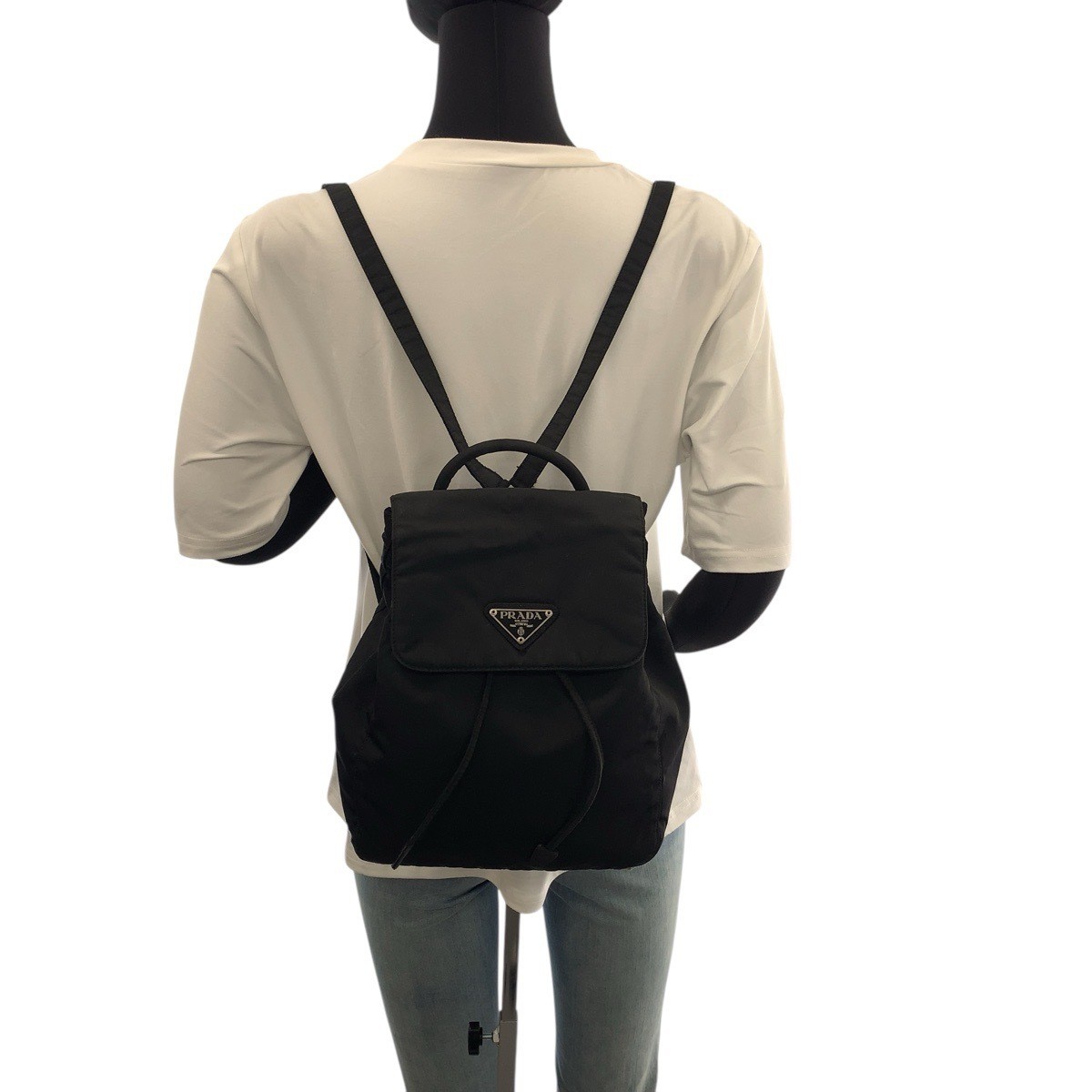 Excellent Condition PRADA Tessuto Triangle Logo Plate Black Silver Hardware Nylo thumbnail 7