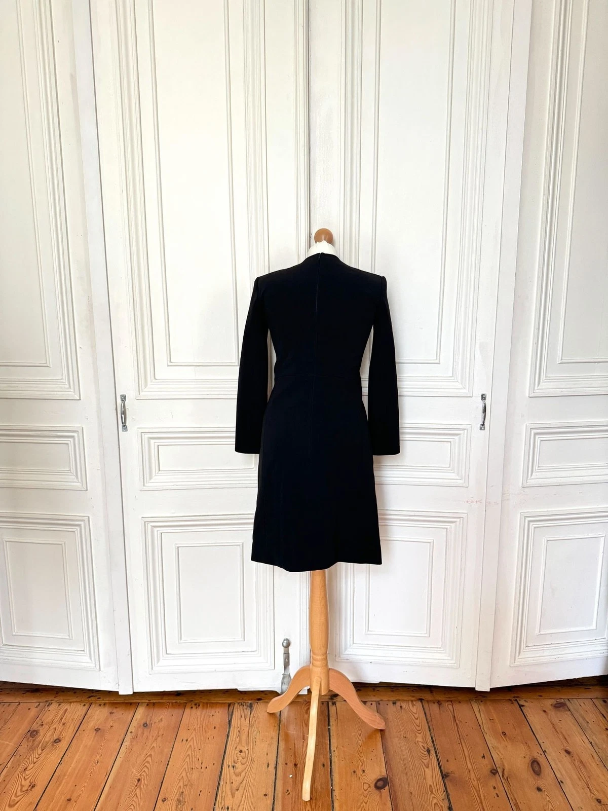 Abito Celine by Phoebe Philo nero strutturato manica lunga taglia 36 (veste dalla XS alla S)