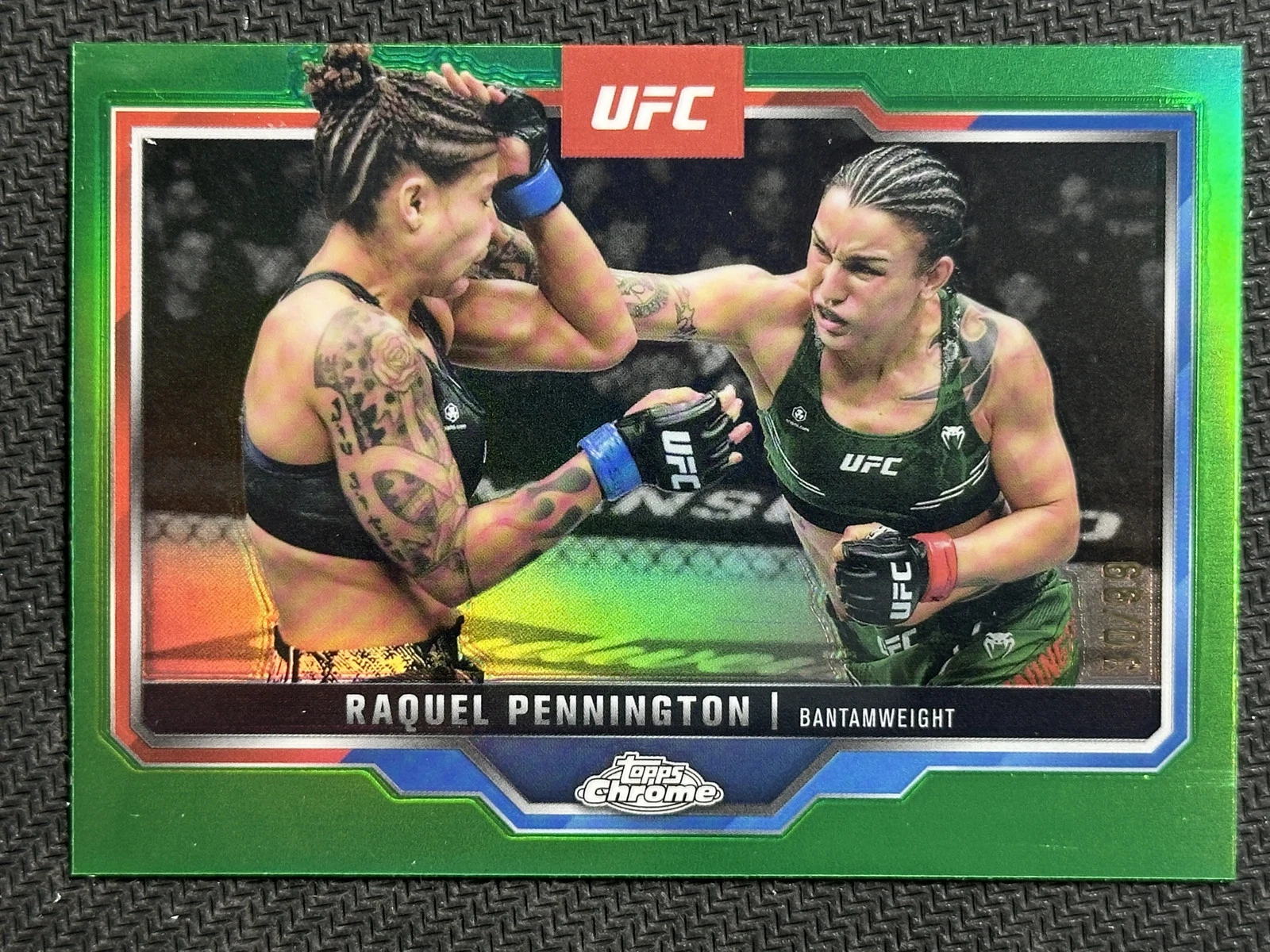 2025 Topps Chrome UFC Green Refractor Raquel Pennington /99 Bantamweight -N-Q