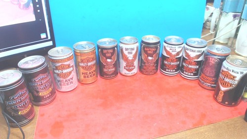 Vintage--11- Harley Davidson Beer Cans - Daytona Bike Week 1984--1999-very nice