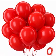 100 Pack Red 12-Inch Latex Balloons for Birthday, Wedding, Party Decorations