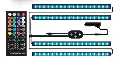 FIKPOO Auto LED Innenbeleuchtung Set, 4 Stück 72LED, Fernbedienung & USB