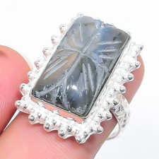 Natural Labradorite Gemstone 925 Sterling Silver Jewelry Ring Size 7 US 