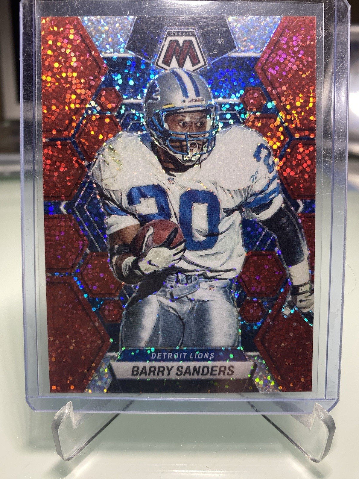 2023 Panini Mosaic - Barry Sanders #190 Red Sparkle Prizm HOF