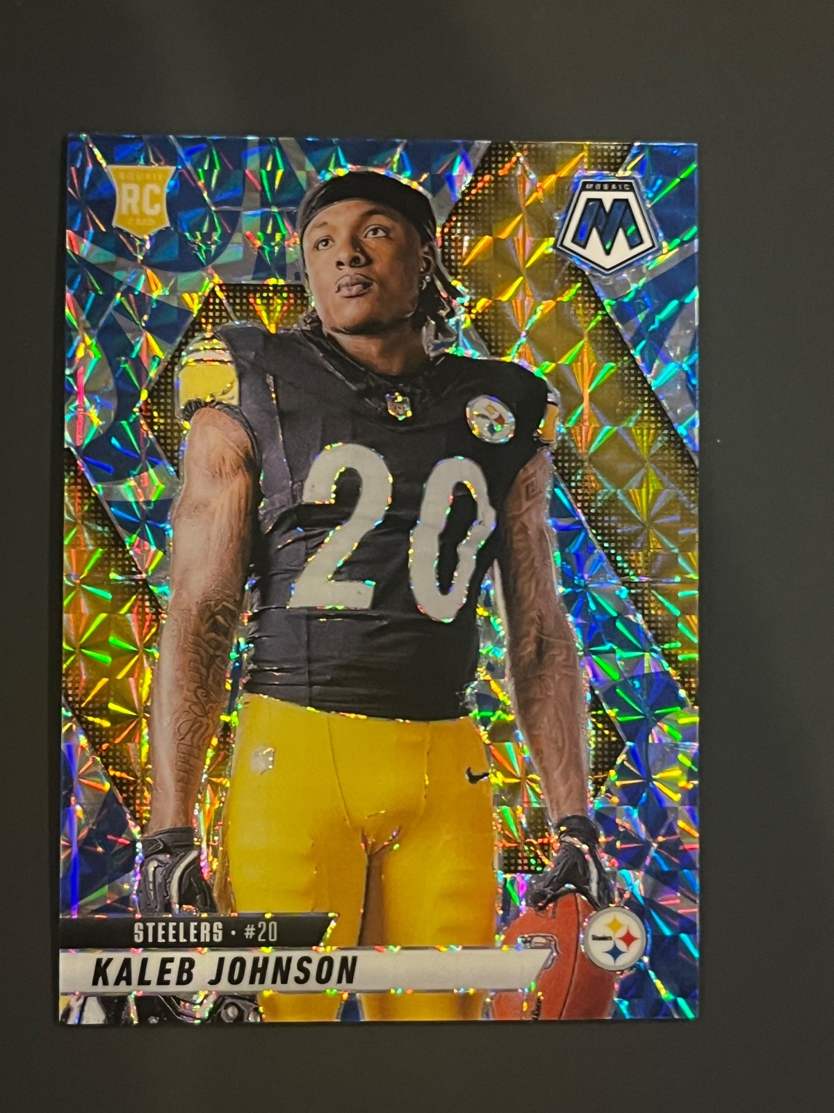 Kaleb Johnson 2025 Mosaic Reactive Blue RC Variation #289 SSP Steelers