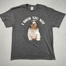 I Shih Tzu Not T-Shirt Large Gray Funny Dog Graphic Tee