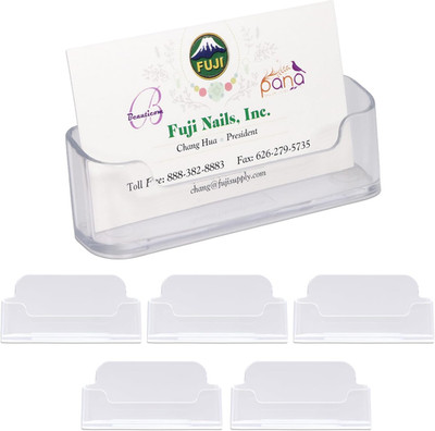 6 Pack Beauticom Premium Business Name Card Holder - Desktop Counter-Top Acryli