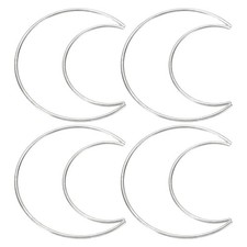 4 Inch Moon Dream Catcher Rings 4Pcs, Wreath Floral Ring Hoop Light Silver